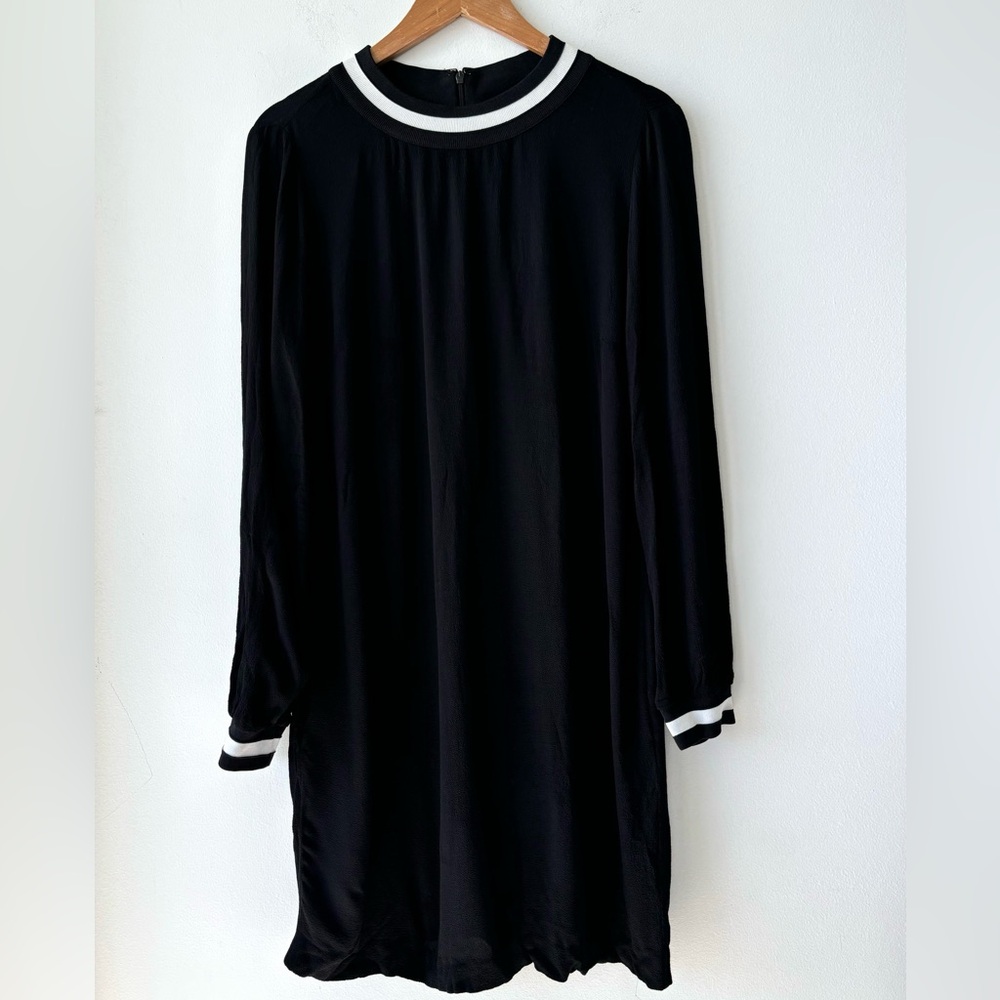 Michael Kors Dress Long Sleeve Knee Black White Trim Womens 6 Office Casual